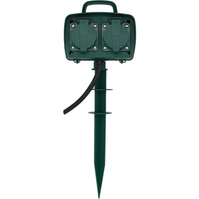 Afbeelding van V TAC VT 1114 3 4 voudige Tuincontactdoos Groen IP44 3m kabel Tuinspies