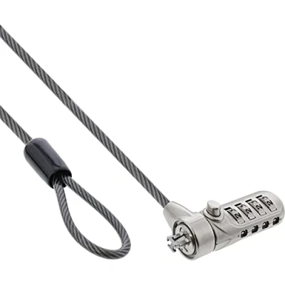 Afbeelding van InLine Notebook veiligheidsslot, met cijfercombinatie, 4,4mm x 2m, Beveiliging van notebooks, Zilver