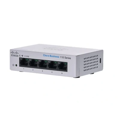 Image de Cisco Business 110 Series 5T D Commutateur non géré 5 x 10/100/1000 de bureau Montable sur rack fixation murale Tension CC