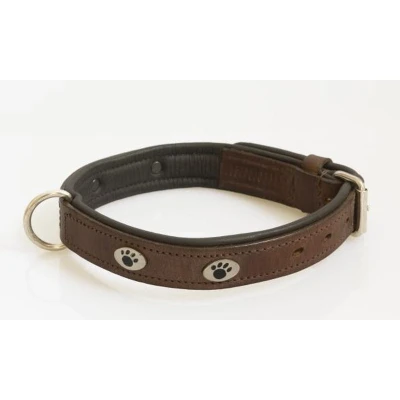 Afbeelding van Hondenhalsband met nikkelen voetjes bruin 60 cm
