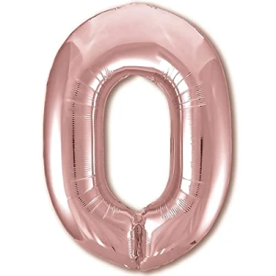 Afbeelding van ballon verjaardag 10 20 30 40 50 60 70 80 90 nummer 0 roségoud XXL reuzenballon van aluminium 100 cm decoratie meisjes voor met helium vliegt
