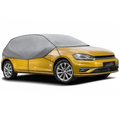 Afbeelding van CarPassion Autohoes Half Cover Beschermhoes Waterdicht &amp; Vorstbestendig Maat M/L Grijs 295 x 75 cm