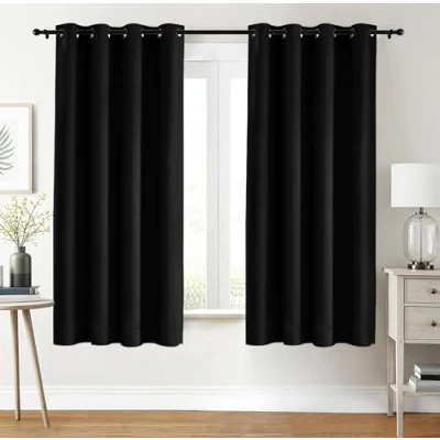 Afbeelding van Utopia Bedding Verduisteringsgordijnen Oogjes 2 Panelen [117x183 cm, Zwart], Thermische en Geluidsisolerende Gordijnen voor Slaapkamer Woonkamer