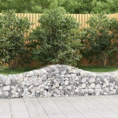Afbeelding van VidaXL Schanskorven 7 st gewelfd 200x50x40/60 cm gegalvaniseerd ijzer