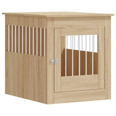 Afbeelding van Hondenbench 64,5x80x71 cm bewerkt hout sonoma eikenkleurig