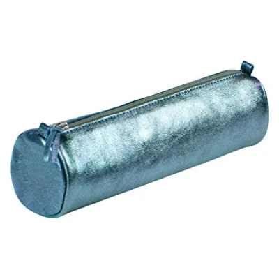 Afbeelding van Clairefontaine 8693C Indigoblauw, rond, iriserend effect, Ø 5,5 x 22 cm, van echt lamsleer, schoolbenodigdheden, etui met kleurpotloden, pennenhouder