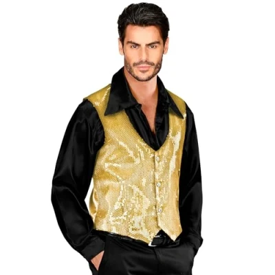 Afbeelding van Widmann Jaren 20 Danseressen Kostuum Showman Pailletten Vest Paars Large Carnavalskleding Verkleedkleding