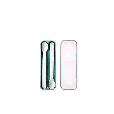 Image de Mepal cuillère pour bébé Mio d&#039;alimentation nourrisson à long manche diversification alimentaire Ustensiles Sans BPA Set de 2 Deep turquoise