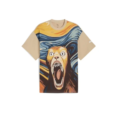 Afbeelding van Puma Dylan Exhibit Basketballshirt Tshirt print, Heren, Maat: Large, Light sand