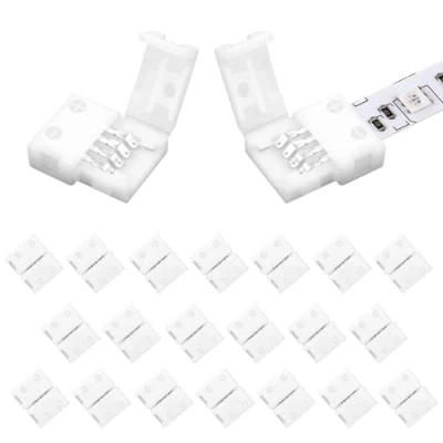 Afbeelding van VIPMOON 20 stuks ledstripaansluiting, 4 polig, wit, 8 mm ledstripconnector voor RGB SMD ledstrip 2835 3528