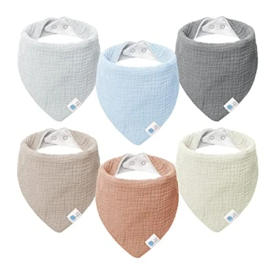 Afbeelding van Lulu moon Driehoekige slabbetjes van chiffon voor baby&#039;s, jongens en meisjes, 6 stuks (ster)