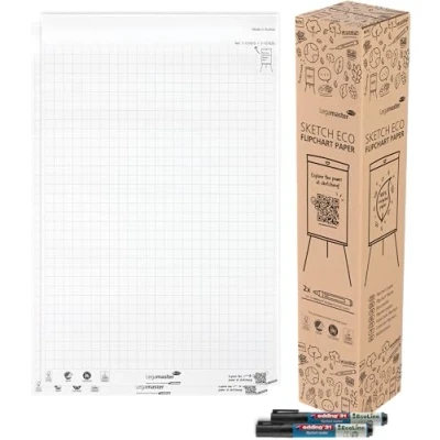 Afbeelding van Legamaster SKETCH ECO flipover papierblok raster 2 pak à 50 vel inclusief edding 31 EcoLine markers