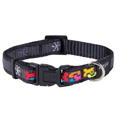 Afbeelding van Rogz Fancy Halsband Bone Hondenhalsband Zwart Multi Color X Small