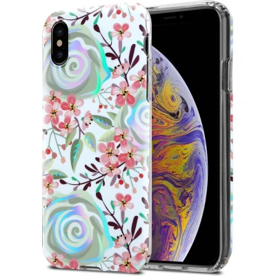 Afbeelding van Cadorabo Hoesje geschikt voor Apple iPhone XS MAX in PERZIK BLOESEMS Beschermhoes gemaakt van TPU siliconen Case Cover met bloemenmotief