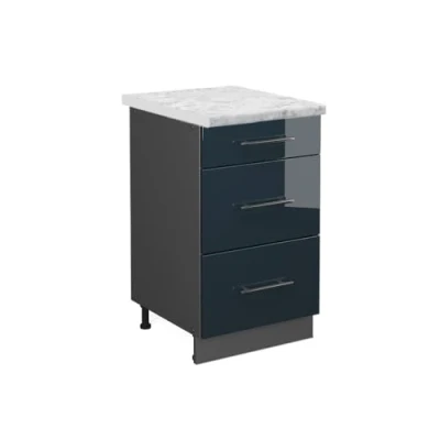 Afbeelding van Vicco Keukenonderkast Fame Line, Donkerblauw hoogglans/Antraciet, 50 cm , WB Marmer