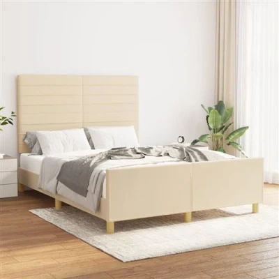 Afbeelding van vidaXL Bedframe met hoofdeinde stof crèmekleurig 140x200 cm