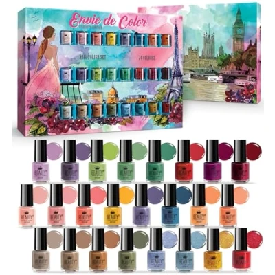 Afbeelding van Envie de Color Nagellakset, complete collectie van 24/48 heldere kleuren, parelmoer, pastel en klassiek in een designerkoffer (set #B)