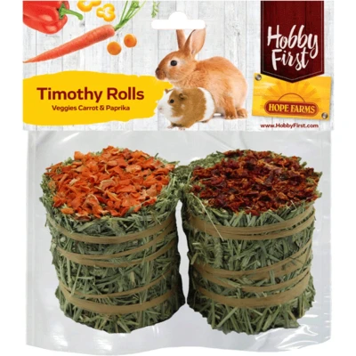 Afbeelding van Hobbyfirst Hope Farms Hooirolletjes Knaagdiersnack Wortel Paprika 18x11 cm 200 g Voor Alle Leeftijden
