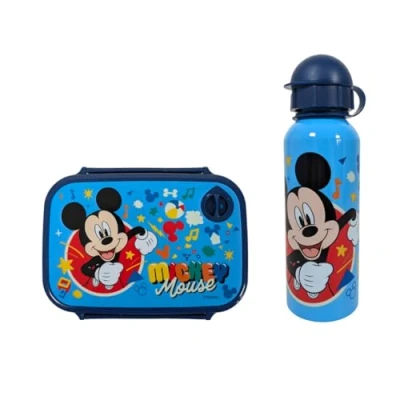 Afbeelding van My sweety pop Lunchset broodtrommel + drinkfles lunchbox hydratatie voor kinderen kleuterschool school vakantie maaltijd cadeau idee (Mickey Mouse blauw)