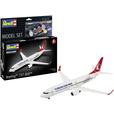 Afbeelding van 1:144 Revell 63772 Boeing 737 800 Turkish Airlines Passagiersvliegtuig Model Set Plastic Modelbouwpakket