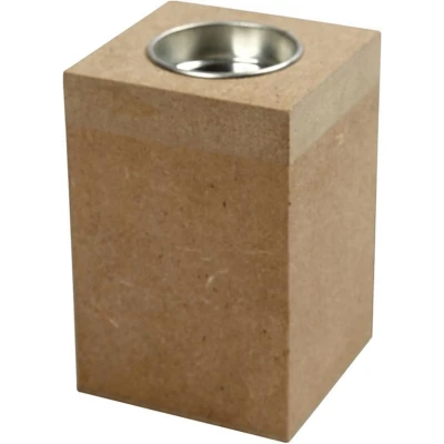Afbeelding van Waxinelichthouder Mdf 7 X 10 Cm Bruin Per Stuk