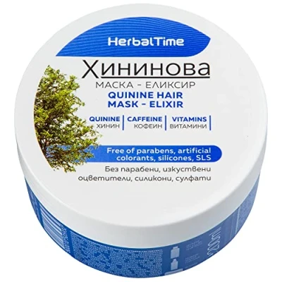 Afbeelding van Herbal Time Kinine Haarmasker Versterkt het Haar voor Beschadigd of Dun Geen Siliconen/Sulfaten/Kleurstoffen 200ml