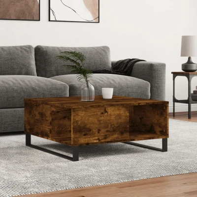 Afbeelding van Salontafel 80x80x36,5 cm bewerkt hout gerookt eikenkleurig