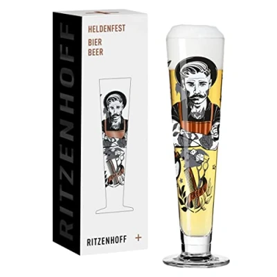 Afbeelding van Bierglas 330 ml Serie Heldenfest, Motief nr. 9 Barber rond en meerkleurig