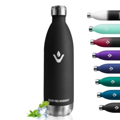 Image de Bouteille Thermique 1L Gourde Réutilisable, Acier Inoxydable, Sans BPA, Isolation Double Paroi, Anti Fuite, pour Enfants, Adulte, École, Sport et Extérieur