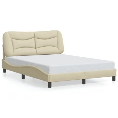 Afbeelding van vidaXL Bedframe met LED zonder matras &quot;Hvar&quot; 140x190 cm stof crème