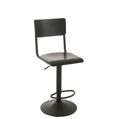 Afbeelding van J Line barstoel hout/metaal zwart 2 stuks