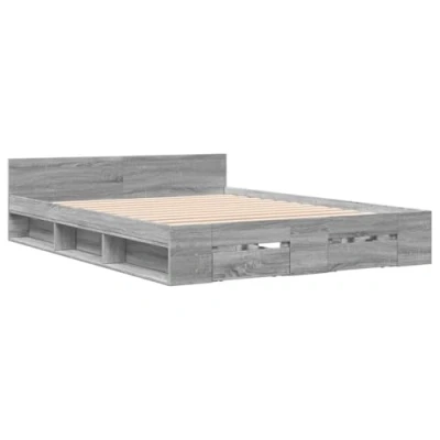 Afbeelding van vidaXL Bedframe met lades bewerkt hout grijs sonoma eiken 120x200 cm