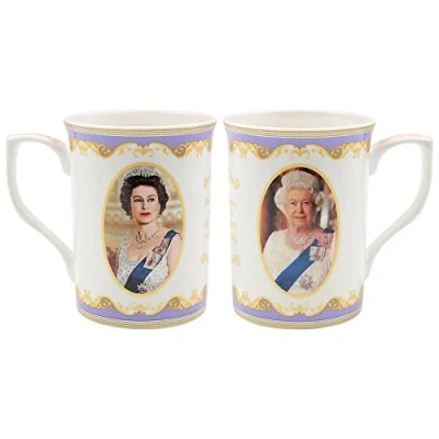 Afbeelding van The Leonardo Collection Mok Her Majesty Queen Elizabeth II, wit, hoogte 10 cm