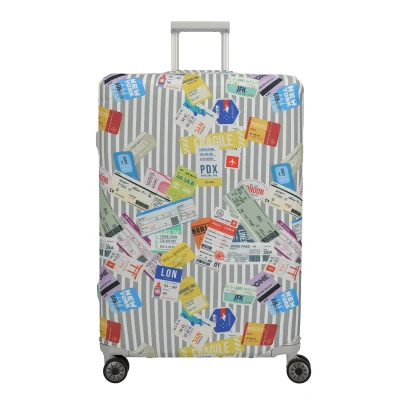 Afbeelding van Travelite Accessoires Kofferhoes L tickets on blue/white