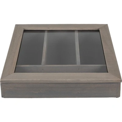 Afbeelding van Clayre &amp; Eef Bestekbak 30x30x8 cm Grijs Hout Glas Vierkant