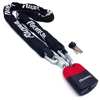 Afbeelding van RADIKAL RK4170 kettingslot voor motorfiets, gecementeerd staal, hoge veiligheid ø10, fietsslot Candenas ketting om te combineren met anker parkeerplaats garage, 170 cm