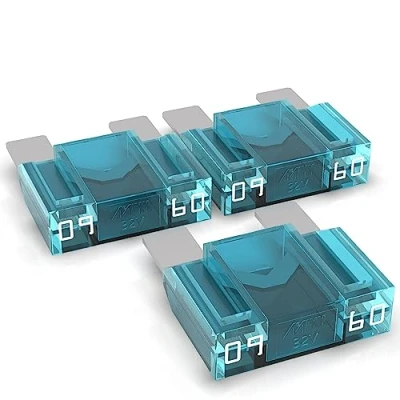 Afbeelding van AUPROTEC Maxi platte steekzekering, 20 A 80 A, smeltbeveiliging, selectie: 60 ampère, blauw, 3 stuks
