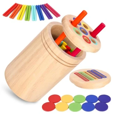 Afbeelding van Montessori spellen voor kinderen van 1, 2, 3 jaar, houten speelgoed om te leren kleuren peuters, educatief 2 verjaardagscadeaus meisjes jaar en