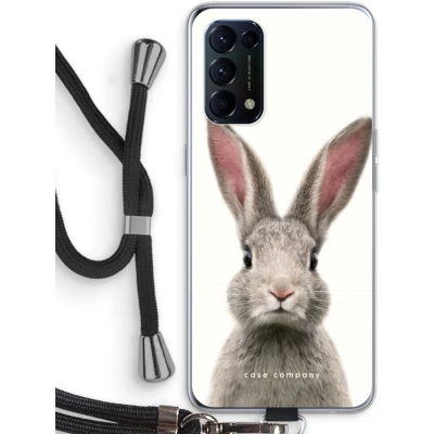 Afbeelding van Case Company® hoesje met Koord geschikt voor Oppo Find X3 Lite Daisy Telefoonhoesje Zwart Bescherming aan alle Kanten en Over de Schermrand