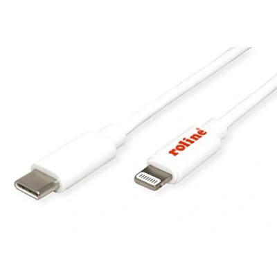 Afbeelding van ROLINE USB type C Sync &amp; Charge kabel voor Apple apparaten met Lightning Connector, wit, 1 m