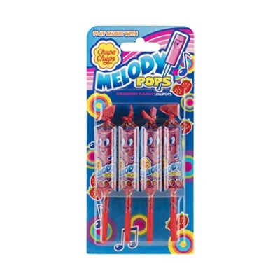Afbeelding van Chupa Chups Melody Pops, Aardbeiensmaakstokjes, 4 x 15 g