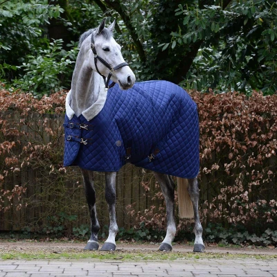 Afbeelding van Weatherbeeta Medium Stable Rug Comfitec Deluxe Diamond Quilt Standard Neck 220g Navy 155/205 Agradi.be