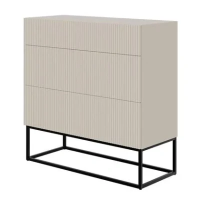 Afbeelding van Selsey Veldio Dressoir 3 lades 90 cm Grijsbeige met zwarte poten