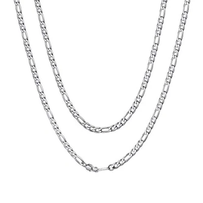 Afbeelding van ChainsHouse Halsketting voor heren, roestvrij staal, figaroketting, punk, dames, lengte 36/46/51/55/61/66/71/76 cm, breedte 4/6/9/13 mm, grote dikke kleine rok, zilver/goud/zwart