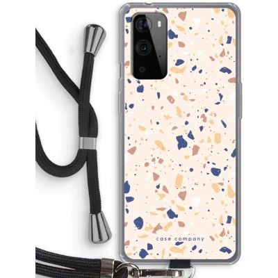 Afbeelding van Case Company® hoesje met Koord geschikt voor OnePlus 9 Pro Terrazzo N23 Telefoonhoesje Zwart Bescherming aan alle Kanten en Over de Schermrand