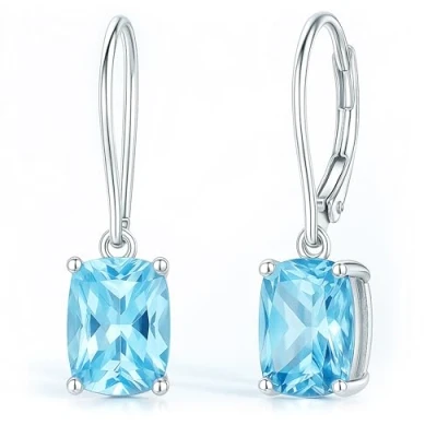 Afbeelding van LOKILOKI Echt 925 sterling zilver hemelsblauw topaas oorbellen elegante bruiloft edelstenen verlovingssieraden voor vrouwen geschenken