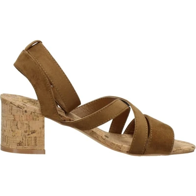 Afbeelding van SUB55 Sandalen Hak cognac Maat 38