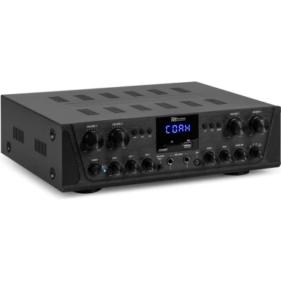 Afbeelding van versterker met Bluetooth Power Dynamics PV240BT 4 zone radio &amp; mp3 speler 8x 50W Zwart
