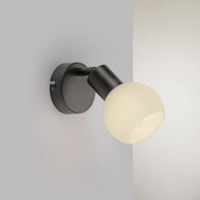 Afbeelding van JUST LIGHT. Loki wandlamp, zwart, ijzer, glas