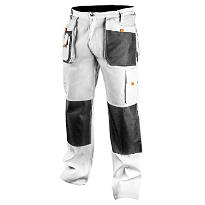 Afbeelding van NEO TOOLS Professionele werkbroek (broek, jas, kniebeschermers) wit Veiligheidsbroek, beroepskleding, schildersbroek, maat S tot XXL